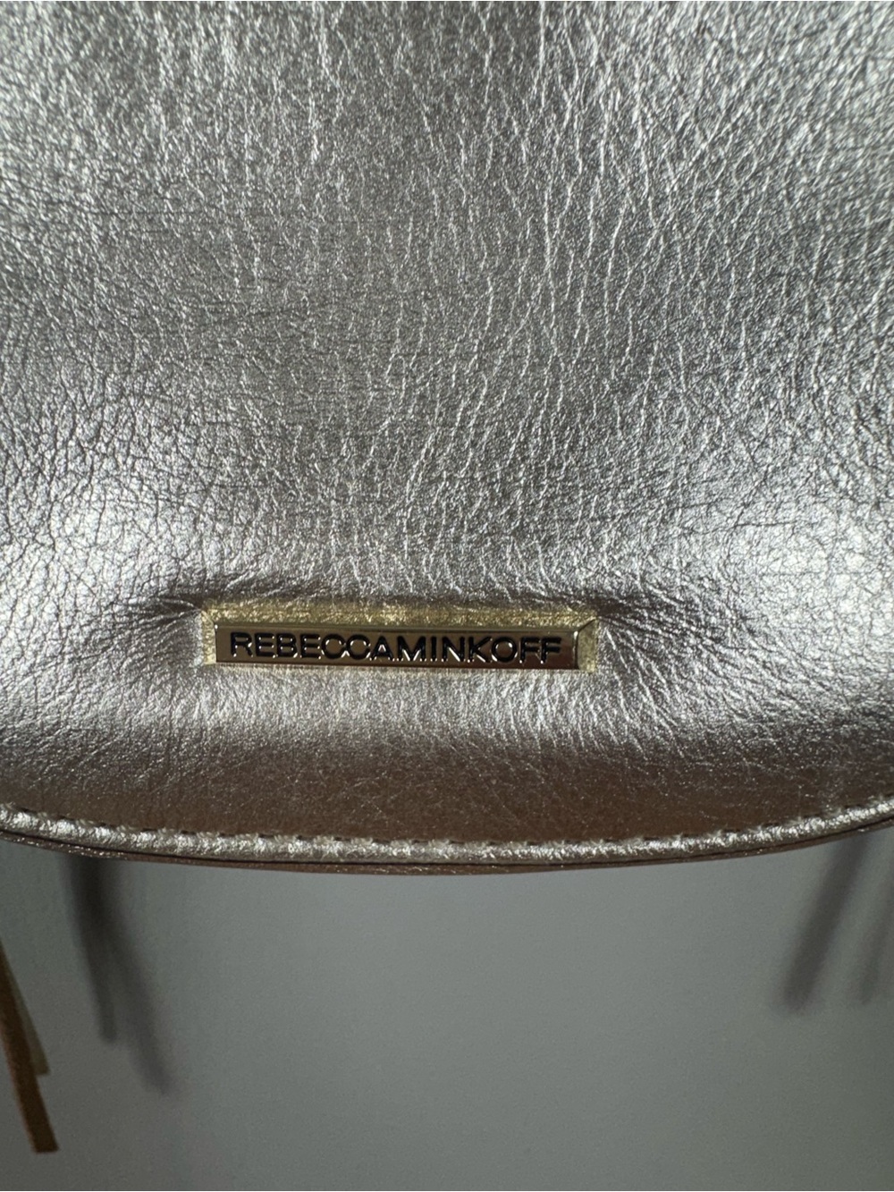 Rebecca Minkoff Gold Metallic Leather Double Zip Mini Saddle Crossbody Bag Y2K - Picture 4 of 8